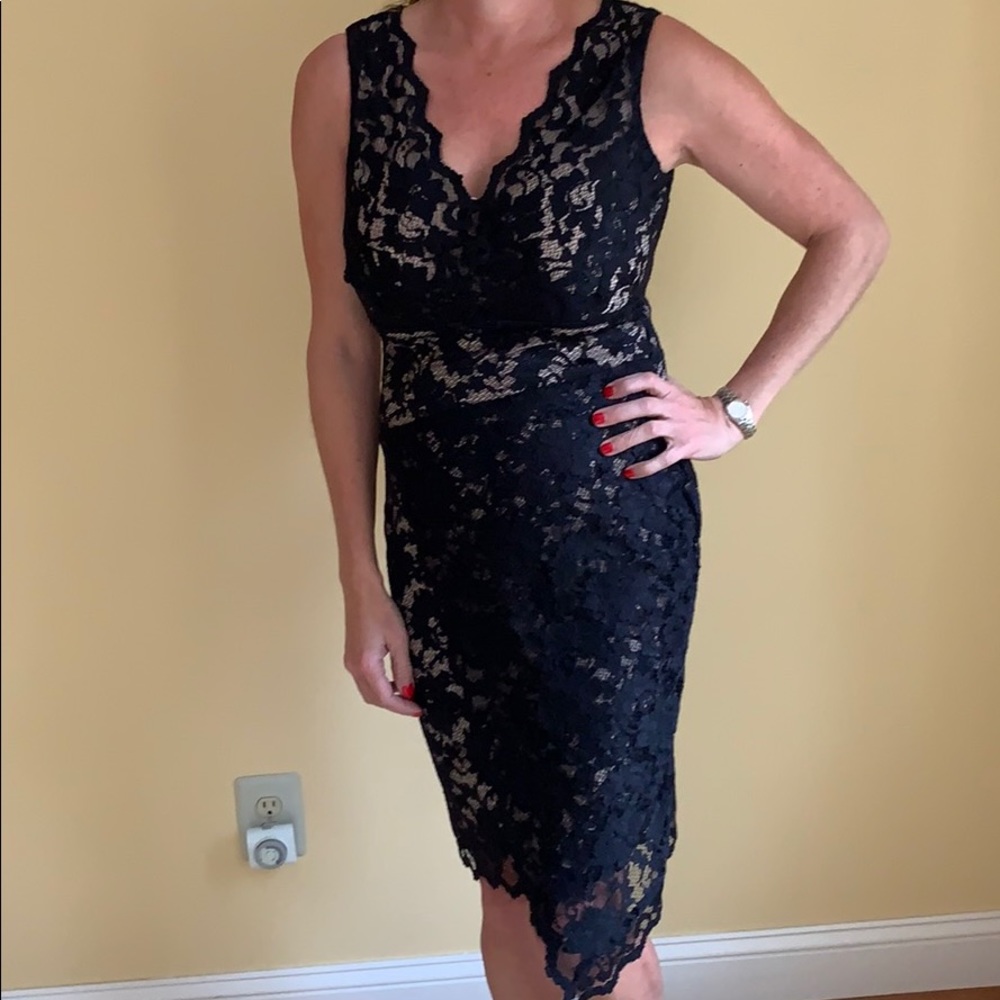 Lacey black midi dress